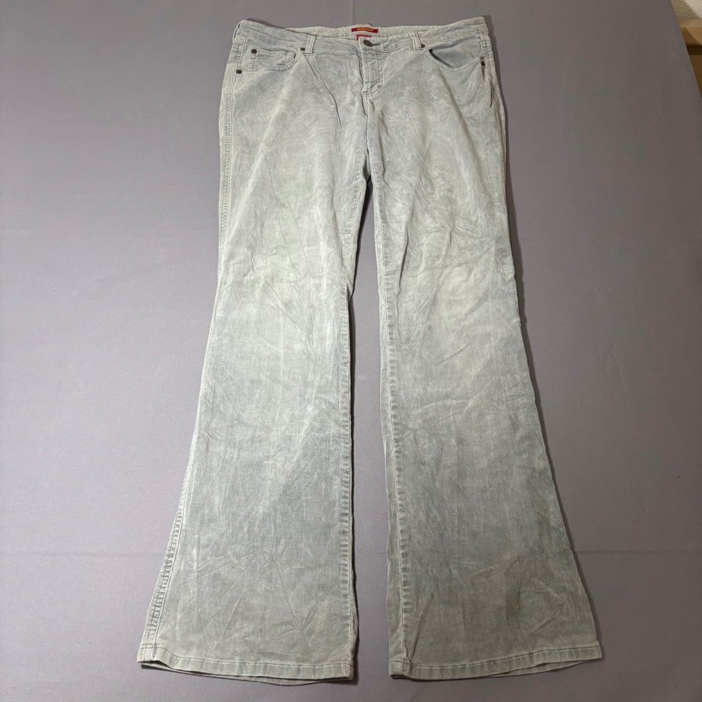 Blue Asphalt Corduroy Pants Womens 13 Gray Flare Leg Mid Rise Stretch